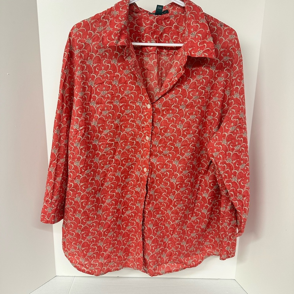 LRL Lauren Jeans Co. 3X 3/4 Sleeve Button Up Top